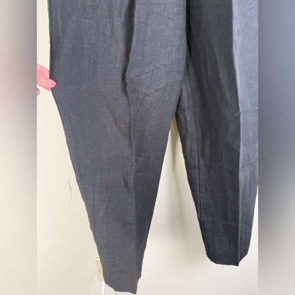Kleen 100% Linen Barrel Ankle Pant Womens S Black Elastic Waist Lagenlook Boho - Picture 3 of 11